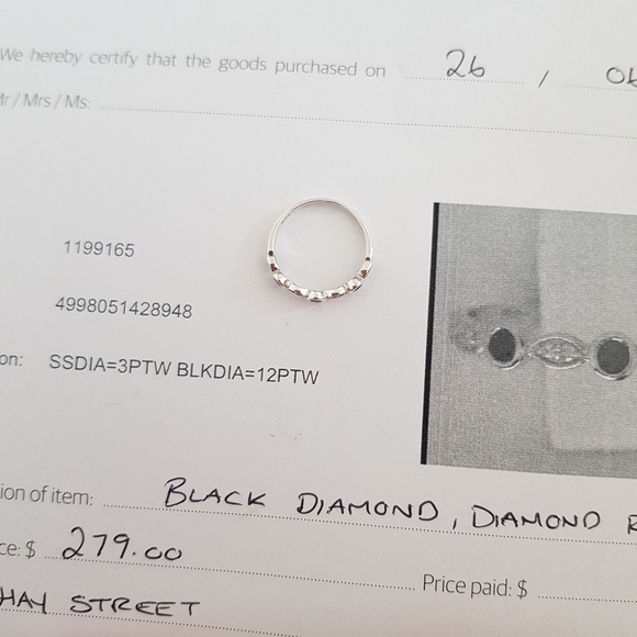 Black and white Diamond Sterling Silver Ring - Picture 2 of 4